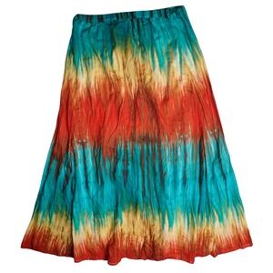 Tommy Bahama Womens Tie Dye Maxi Skirt Turquoise Orange Boho Medium Beach